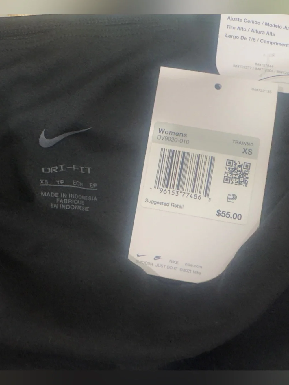 Nike One High-Waisted 7/8 Women's Leggings Black SKU  DV9020-010 Size XS NWT